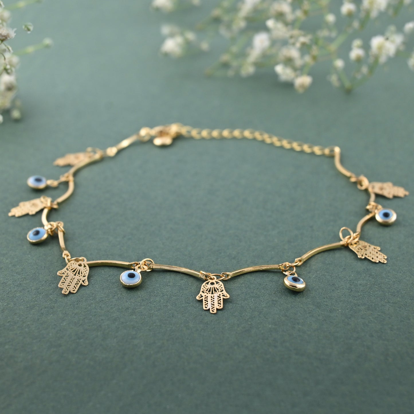 Hamsa Evil Eye Anklet