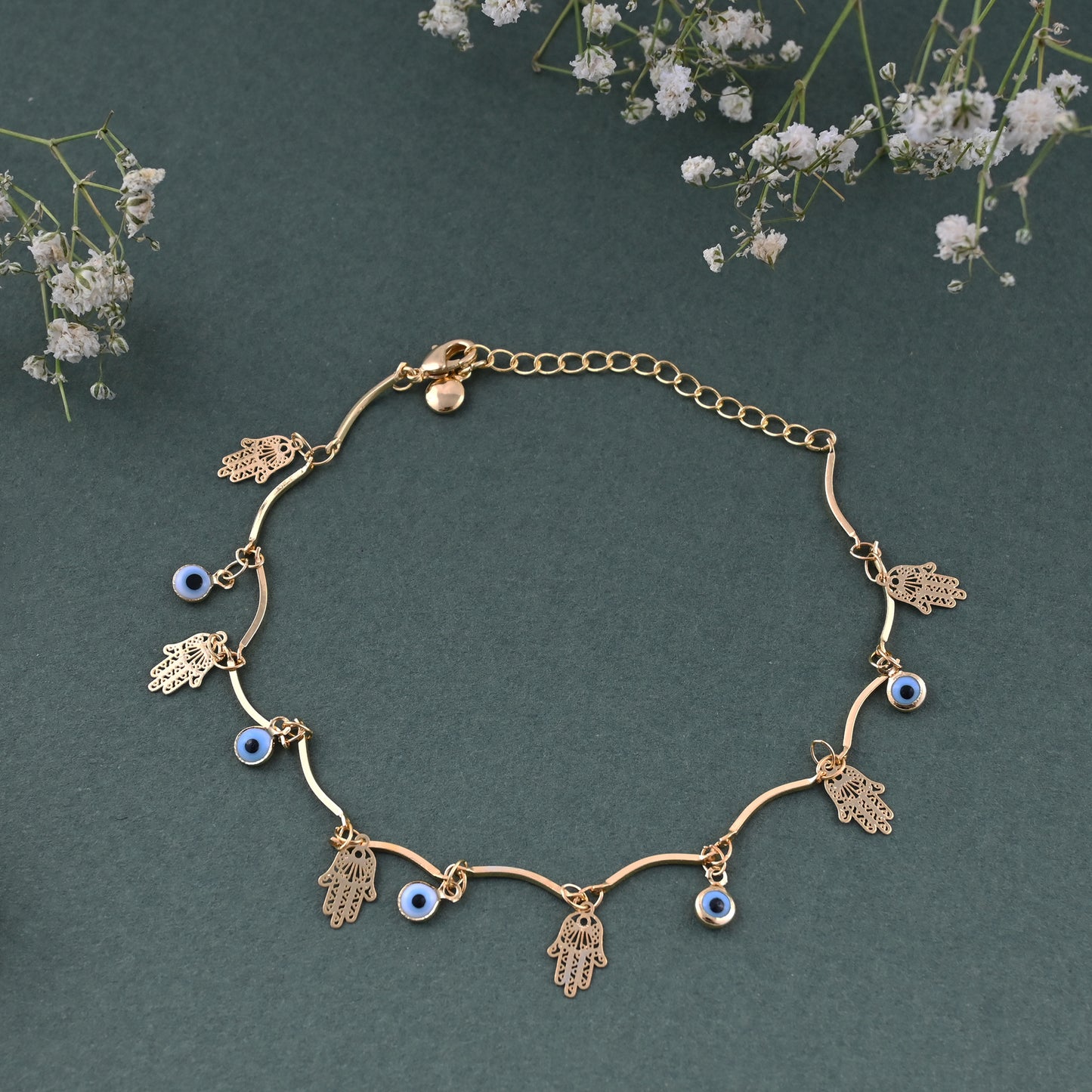 Hamsa Evil Eye Anklet