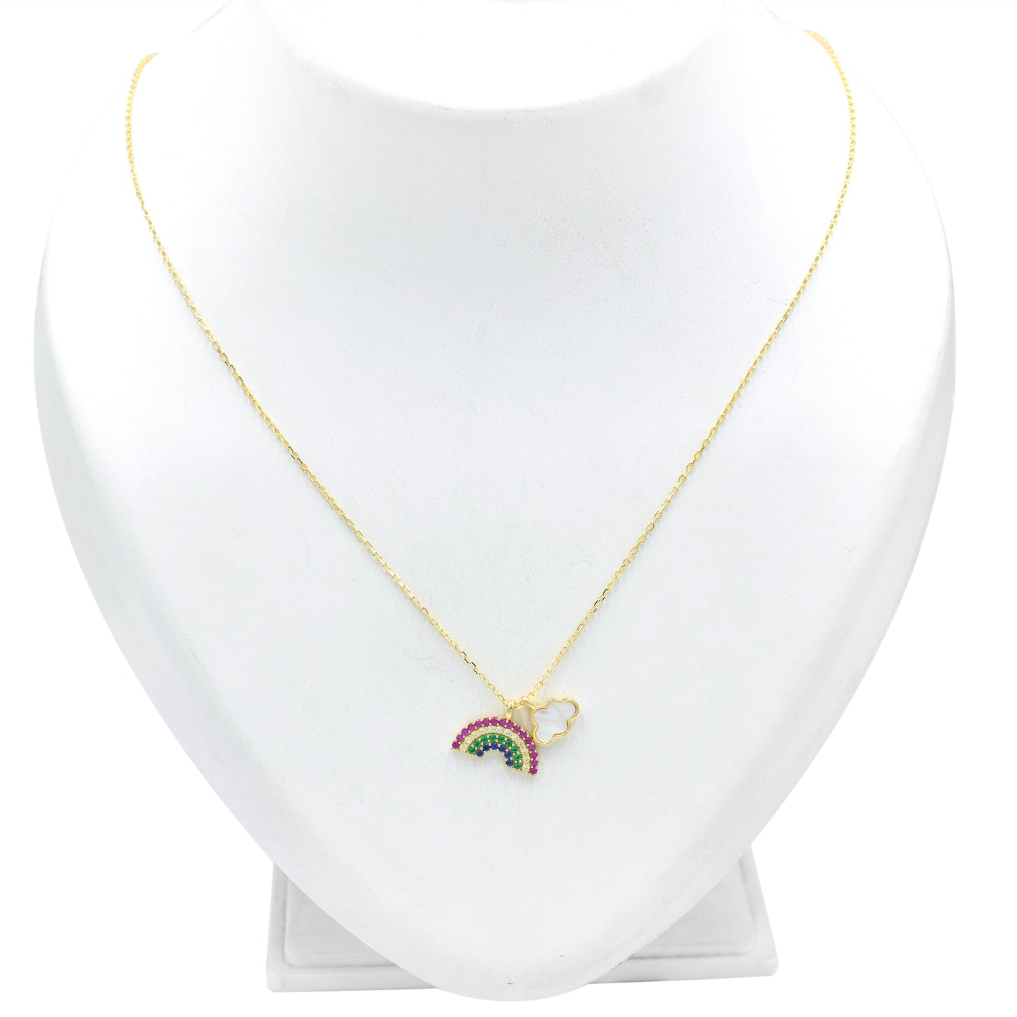 Rainbow In Clouds Silver Pendant