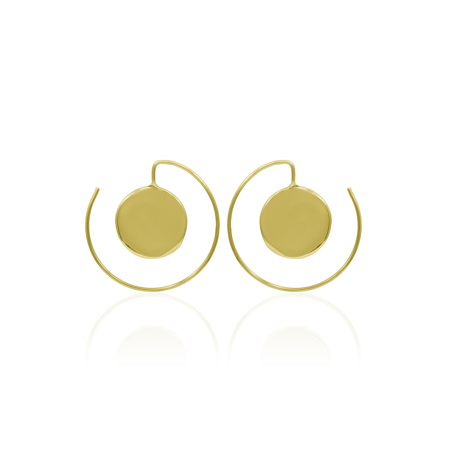 Hanging Disc In Air Hoop Earring