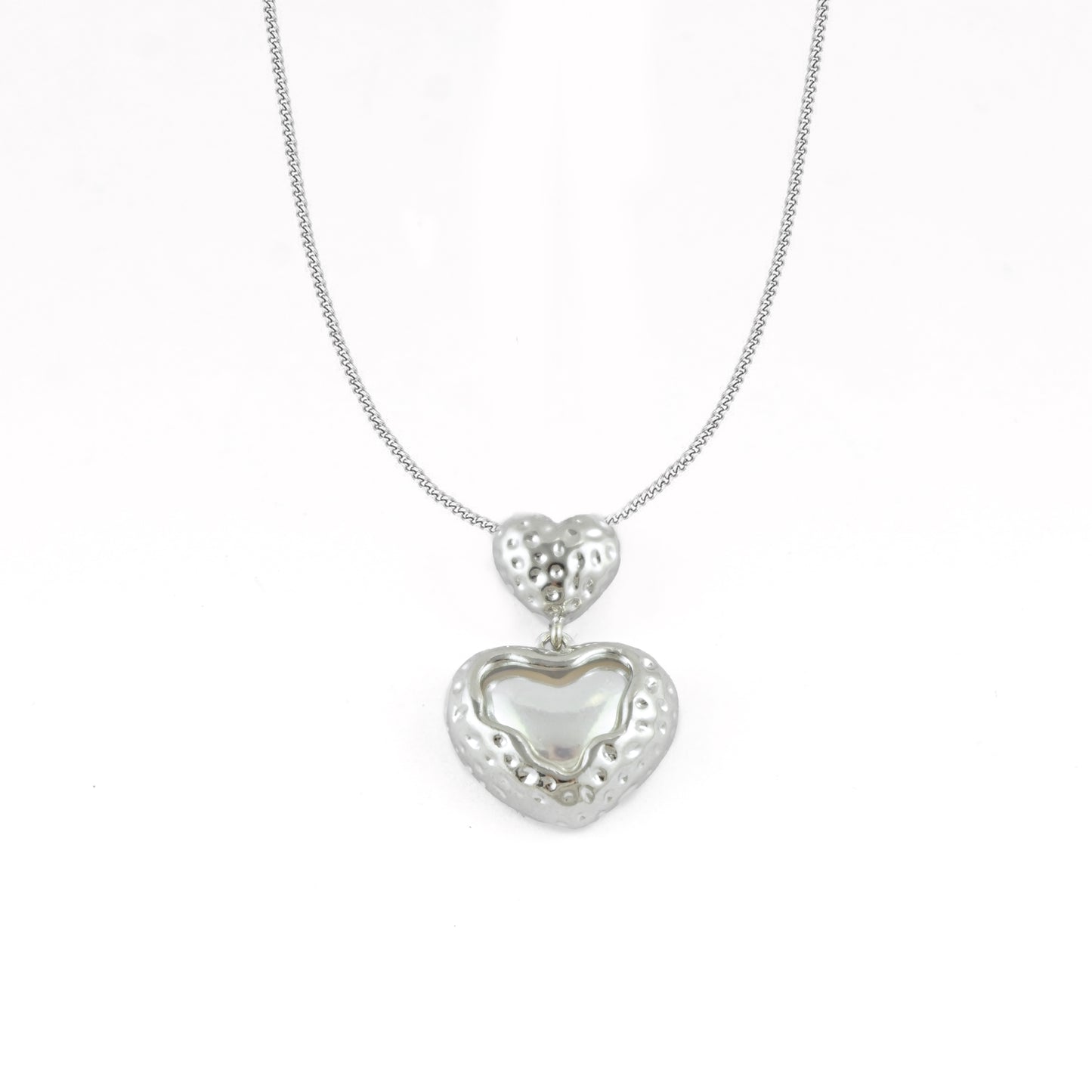 Twin Heart Silver Necklace