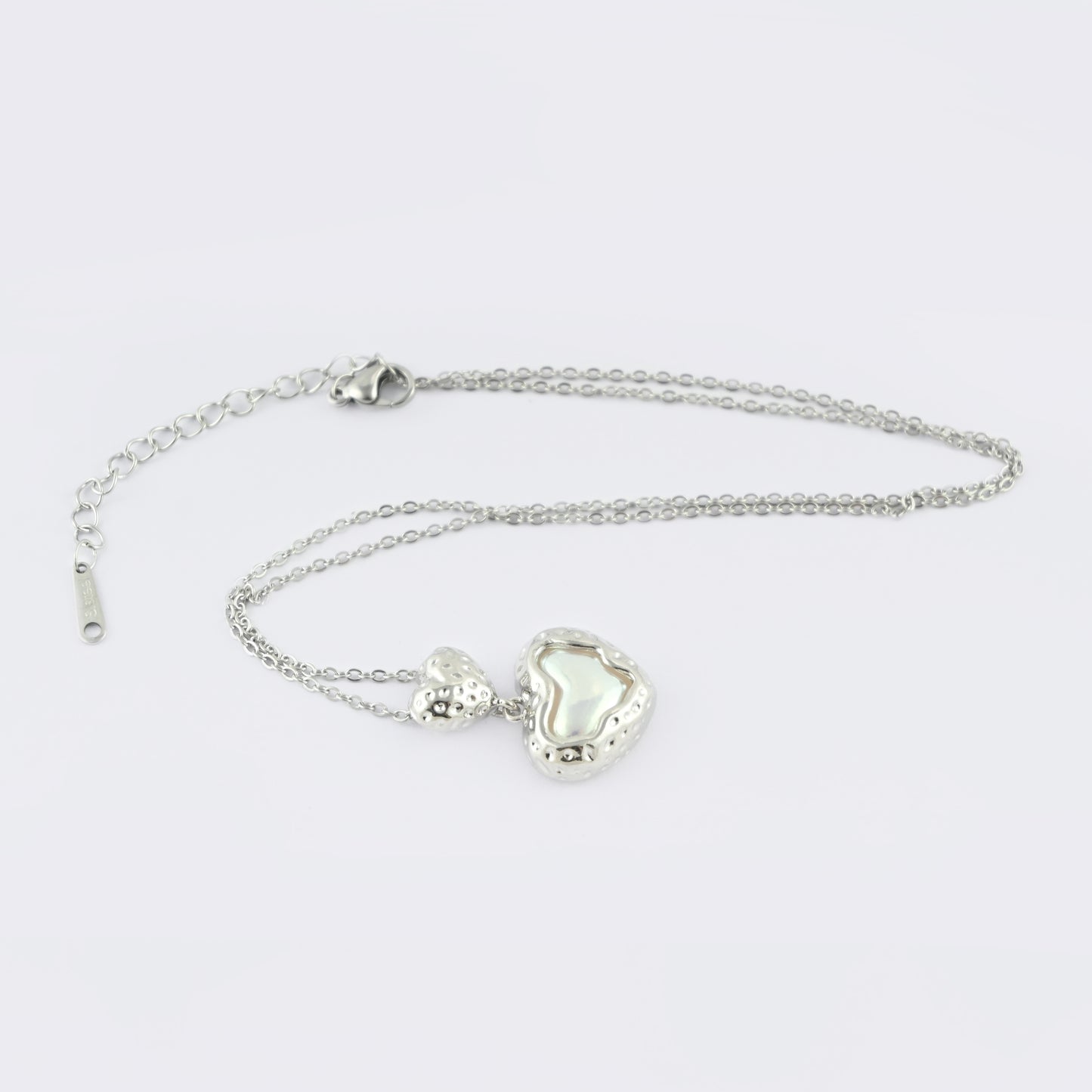 Twin Heart Silver Necklace