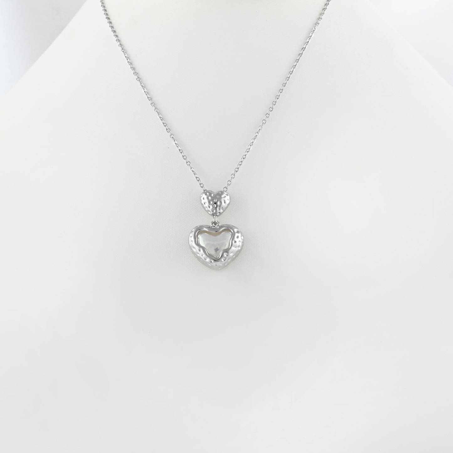 Twin Heart Silver Necklace