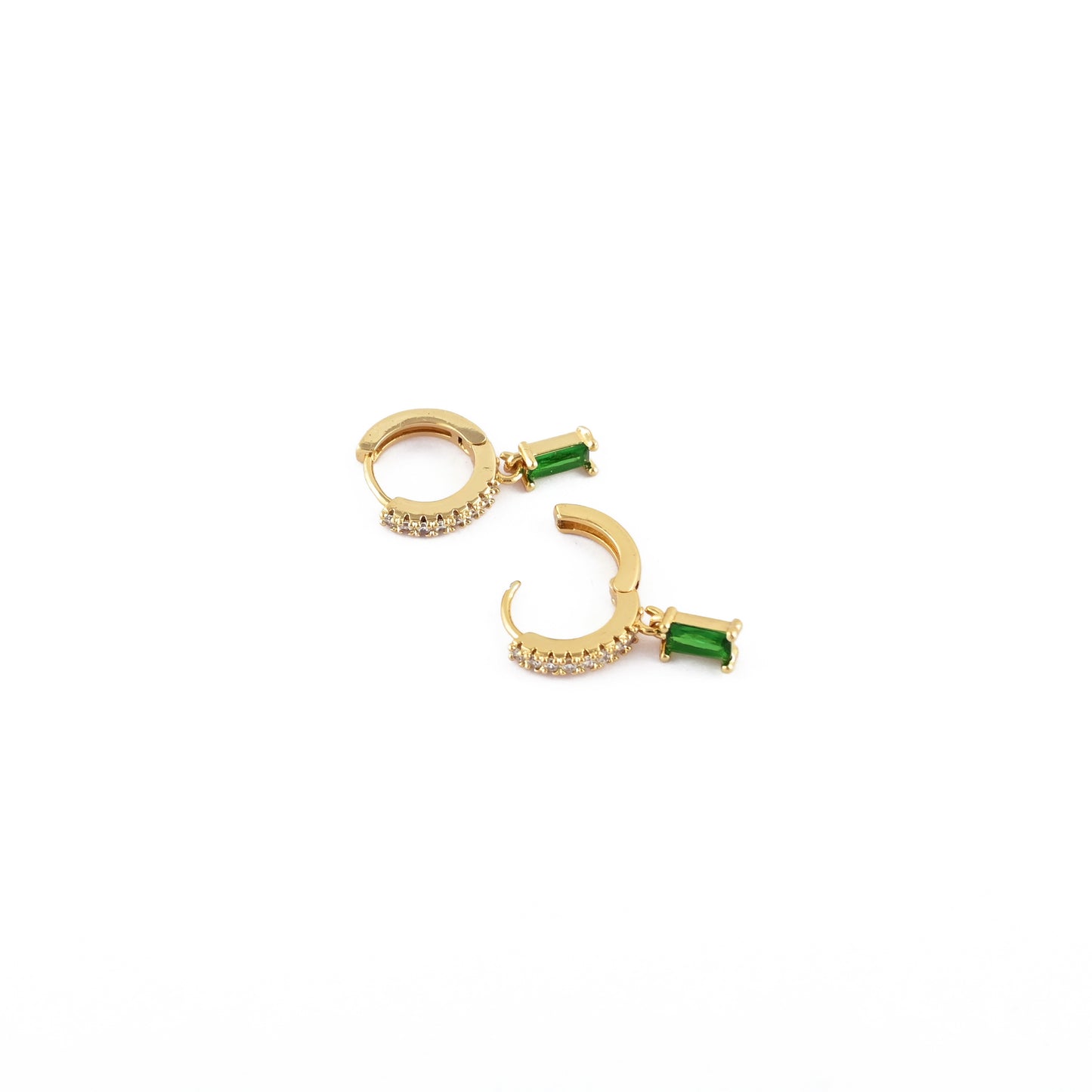 Emerald Charm Hoops Earrings