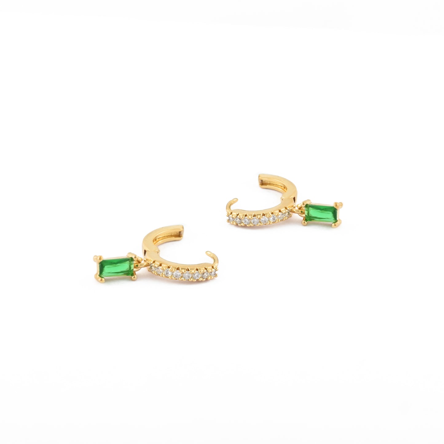 Emerald Charm Hoops Earrings