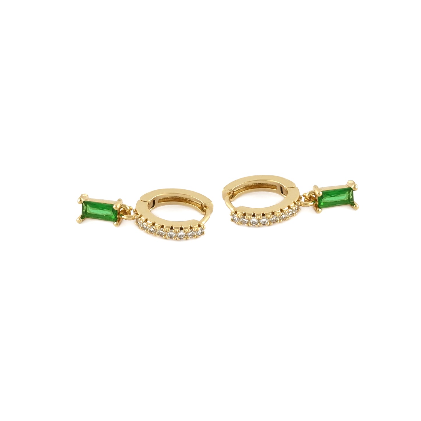 Emerald Charm Hoops Earrings