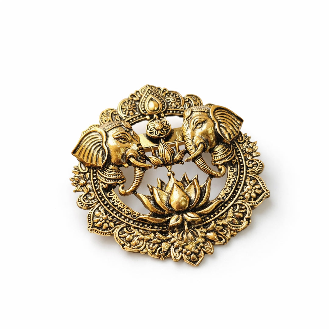 Royal Elephant Lotus Heritage Brooch
