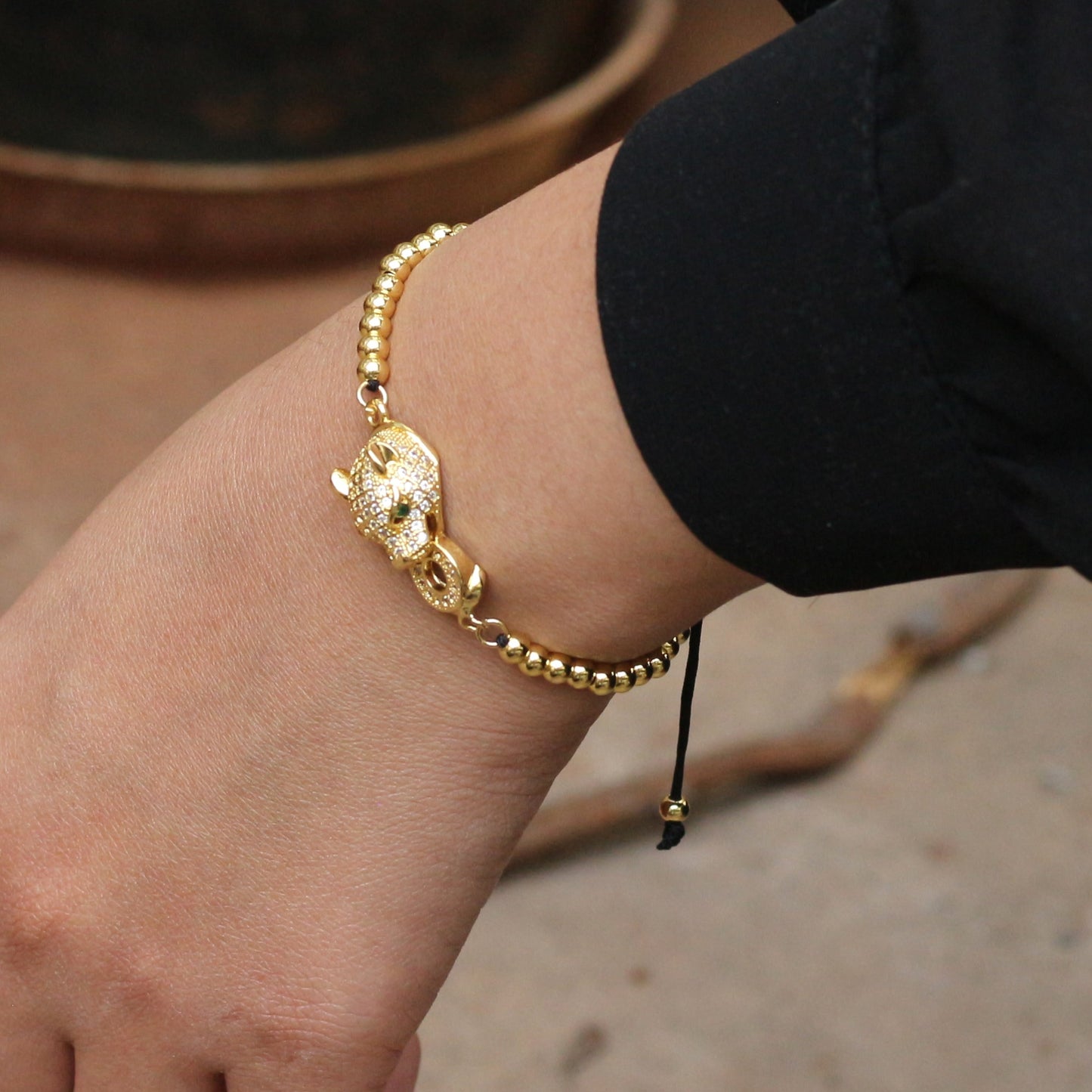 Golden Panther Adjustable Bracelet