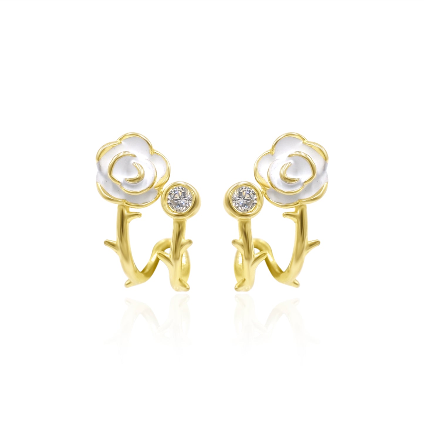 Floret Enamel Silver Stud Earrings