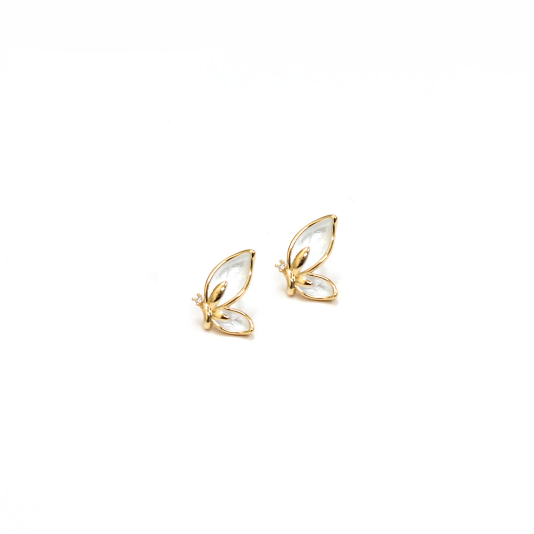 White Butterfly Stud Earrings