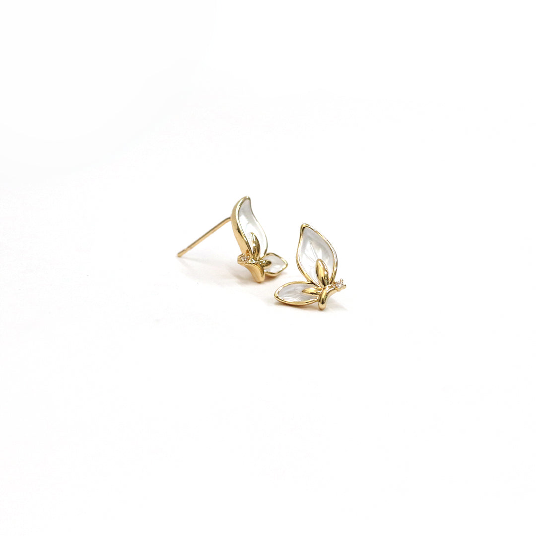 White Butterfly Stud Earrings
