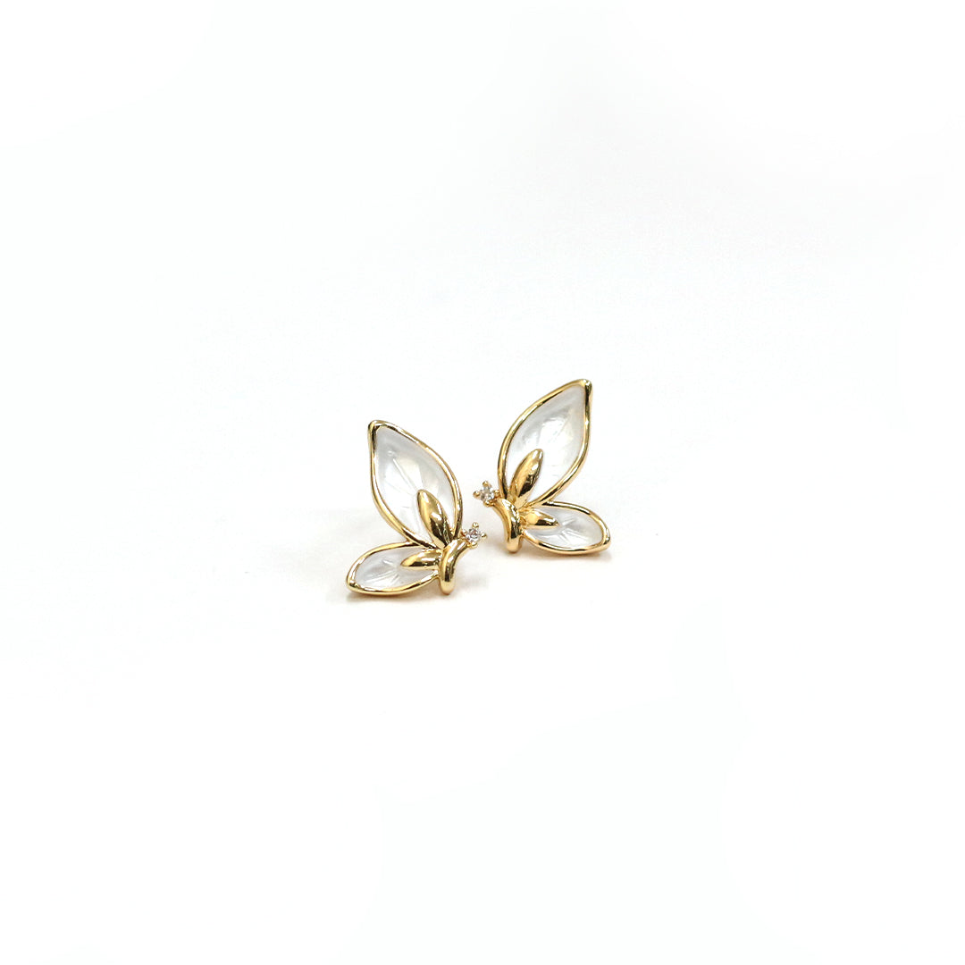 White Butterfly Stud Earrings