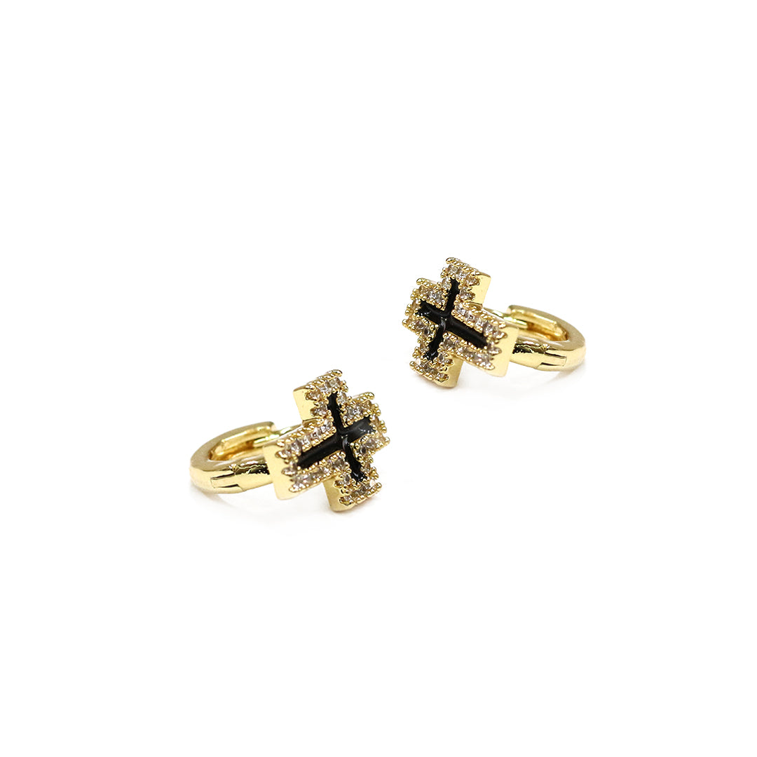 Celestial Cross Hoop Earrings