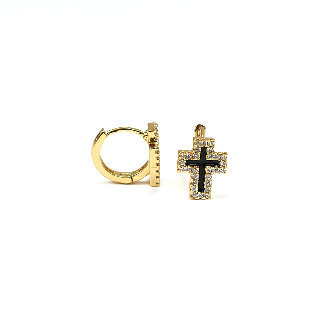 Celestial Cross Hoop Earrings