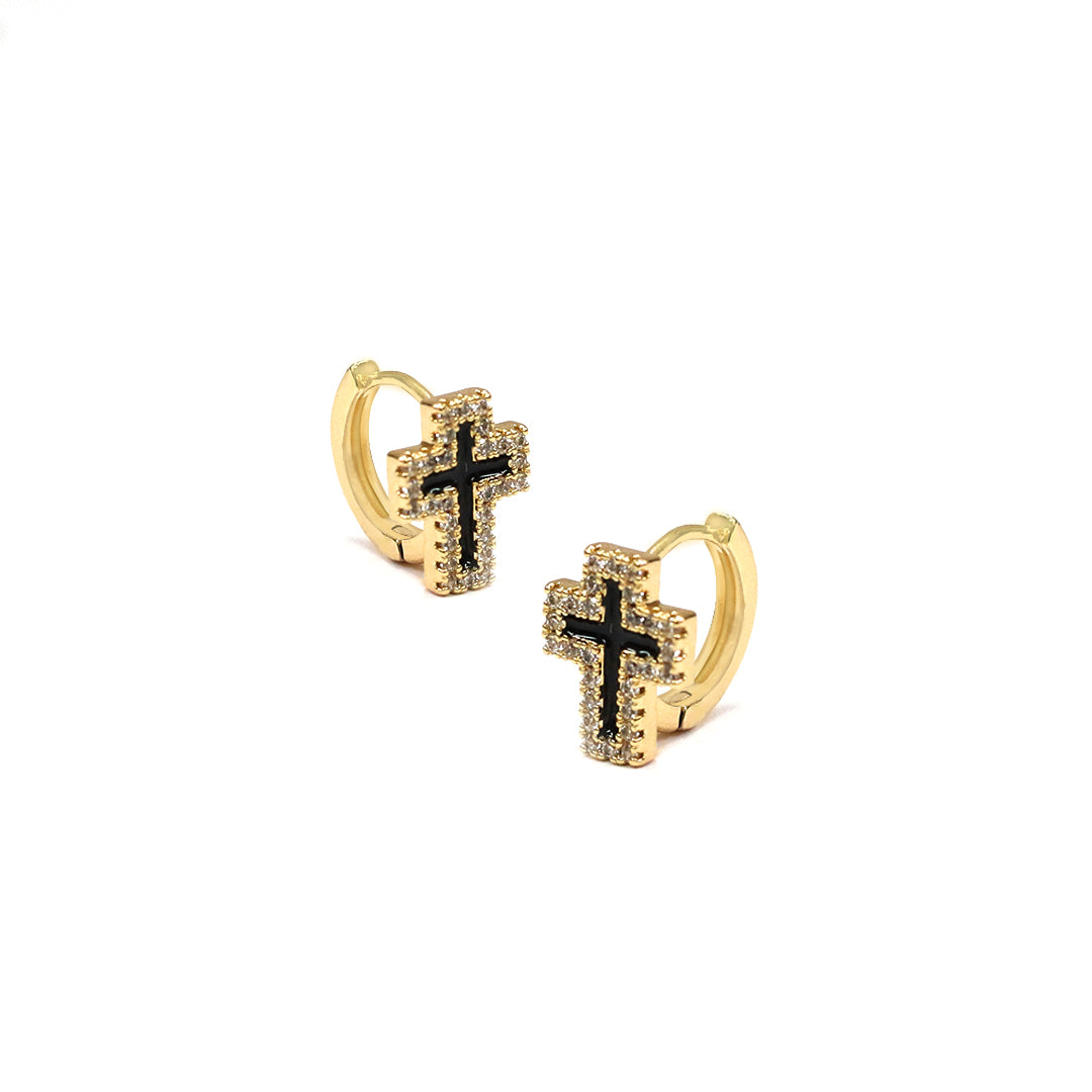 Celestial Cross Hoop Earrings