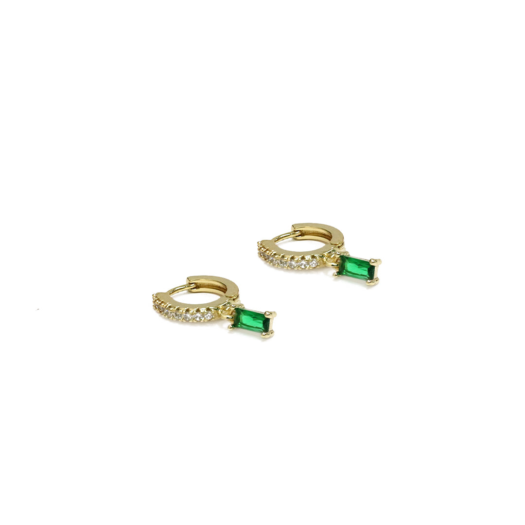 Emerald Charm Hoops Earrings