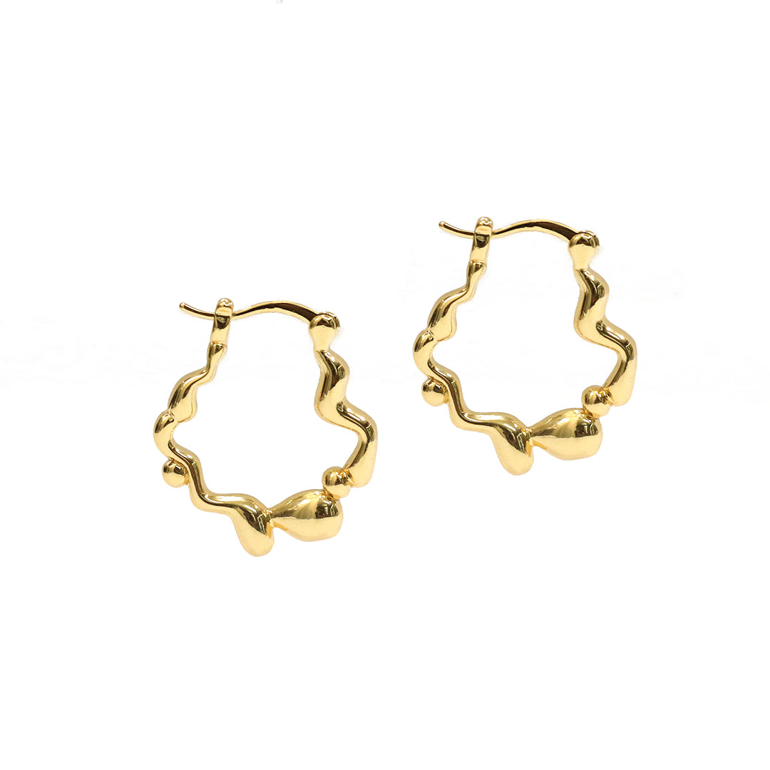Golden Ripple Hoop Earrings