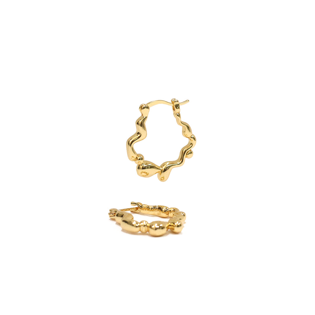 Golden Ripple Hoop Earrings