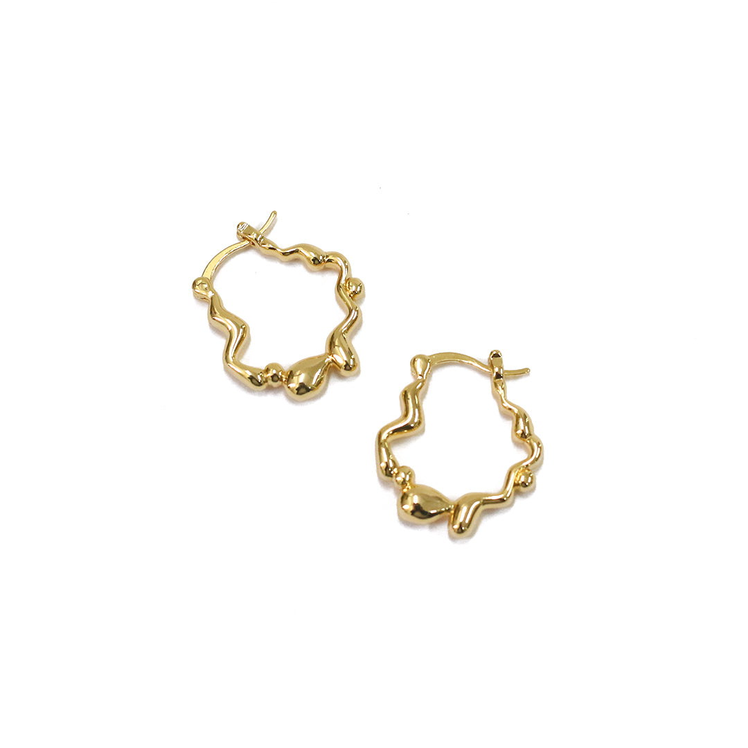 Golden Ripple Hoop Earrings