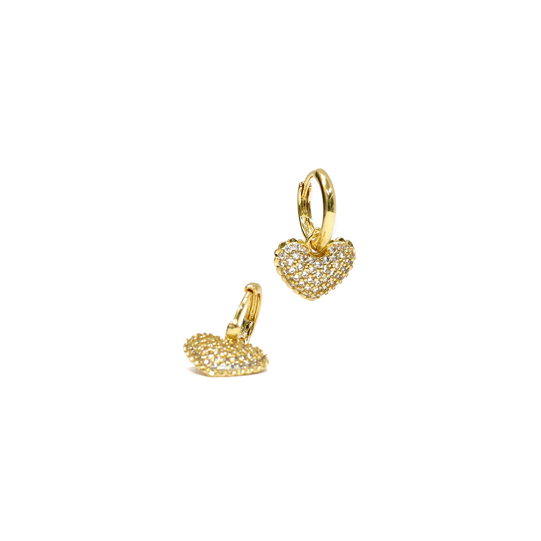 Sparkling Heart Hoop Earrings