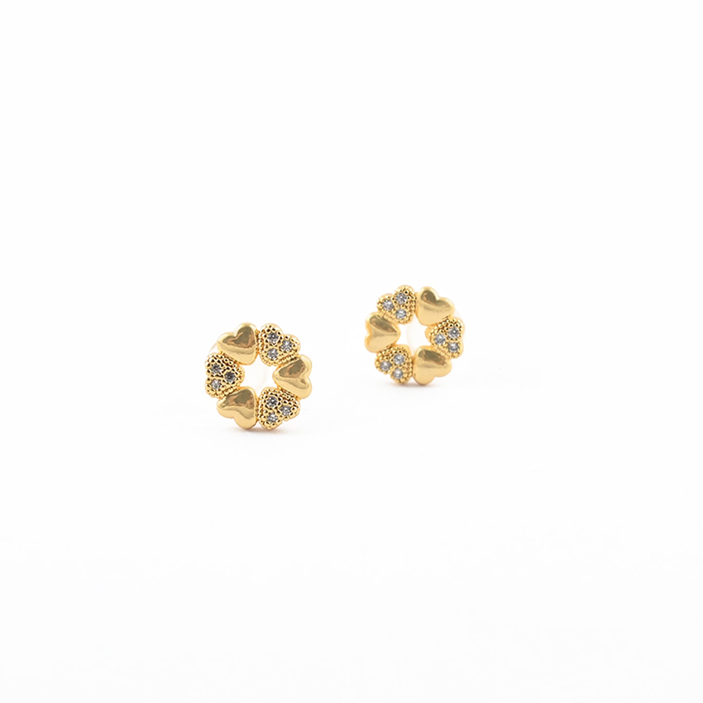 Sparkling Heart Stud Earrings