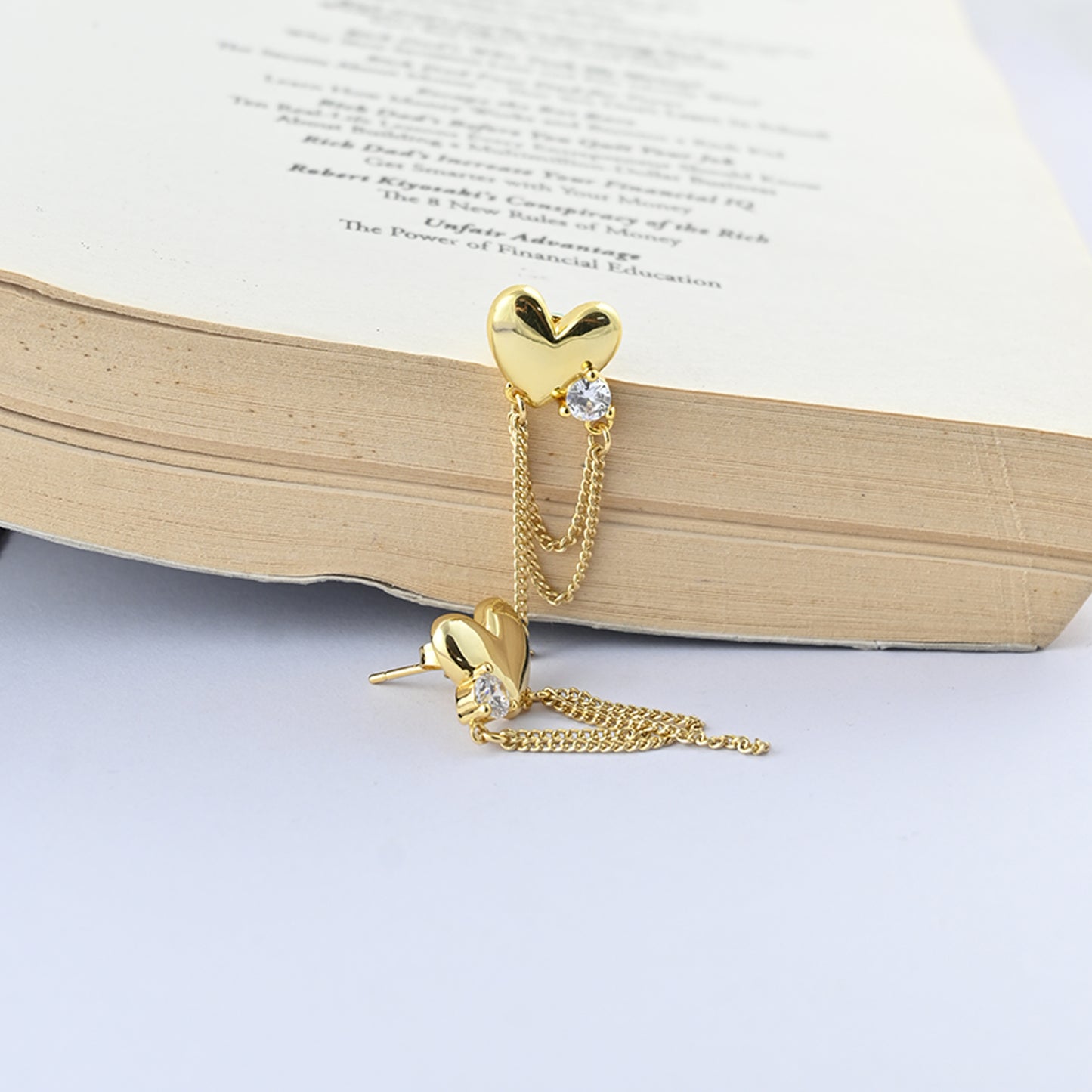Falling Heart Stud Earrings