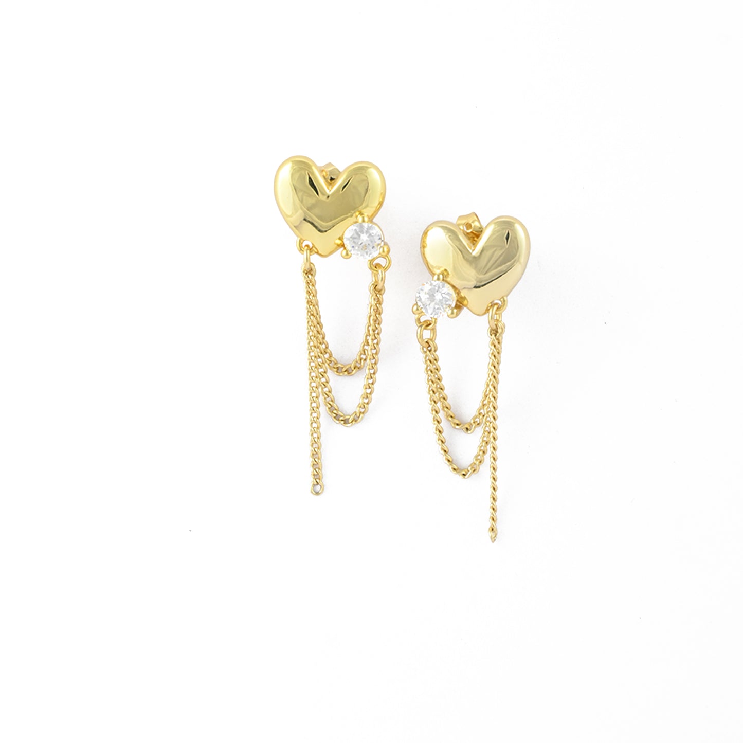Falling Heart Stud Earrings