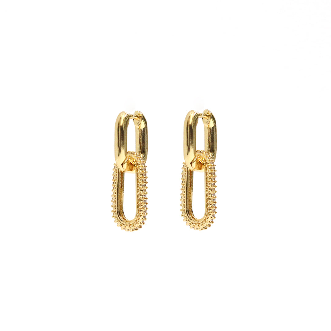 Golden Link Drop Hoop Earrings