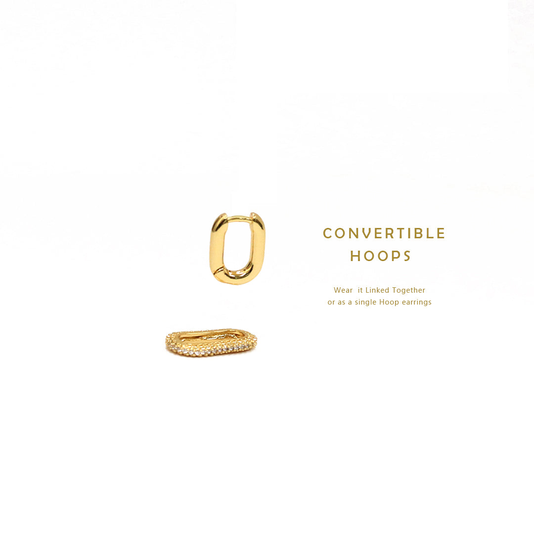 Golden Link Drop Hoop Earrings