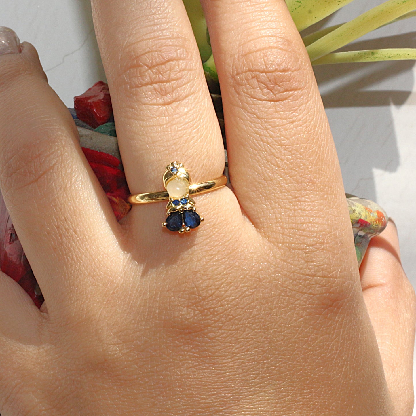 Moonlit Sapphire Bloom Ring