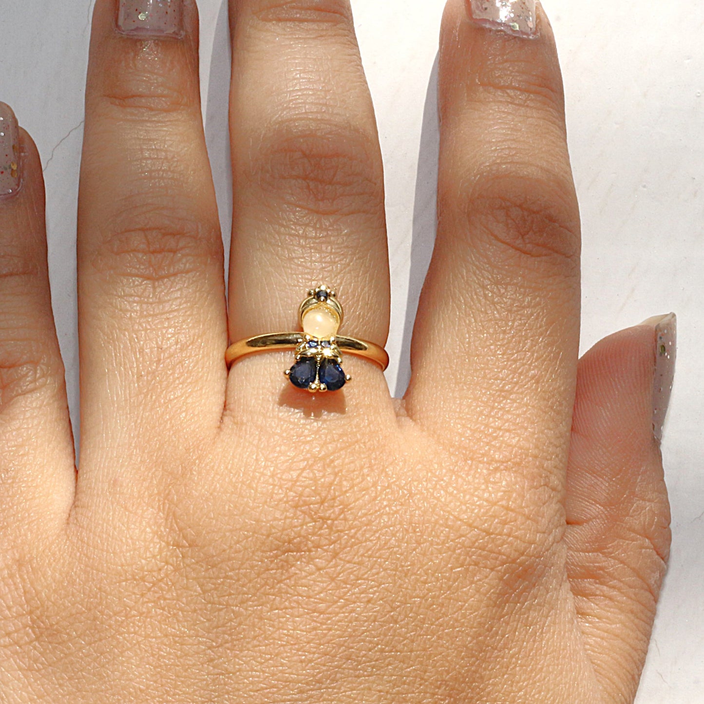 Moonlit Sapphire Bloom Ring