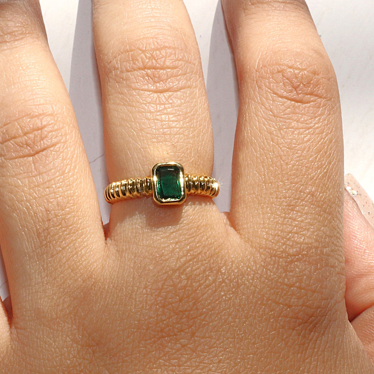 Green Gleam Adjustable Ring