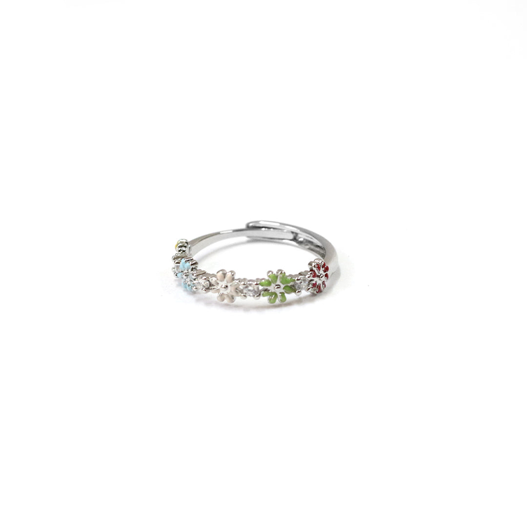 Floral Spark Silver Ring