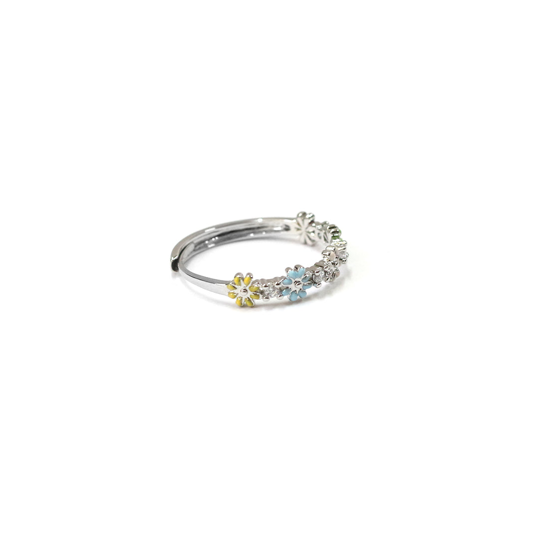 Floral Spark Silver Ring