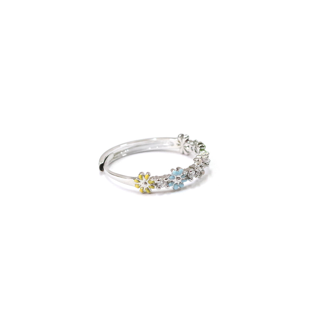 Floral Spark Silver Ring