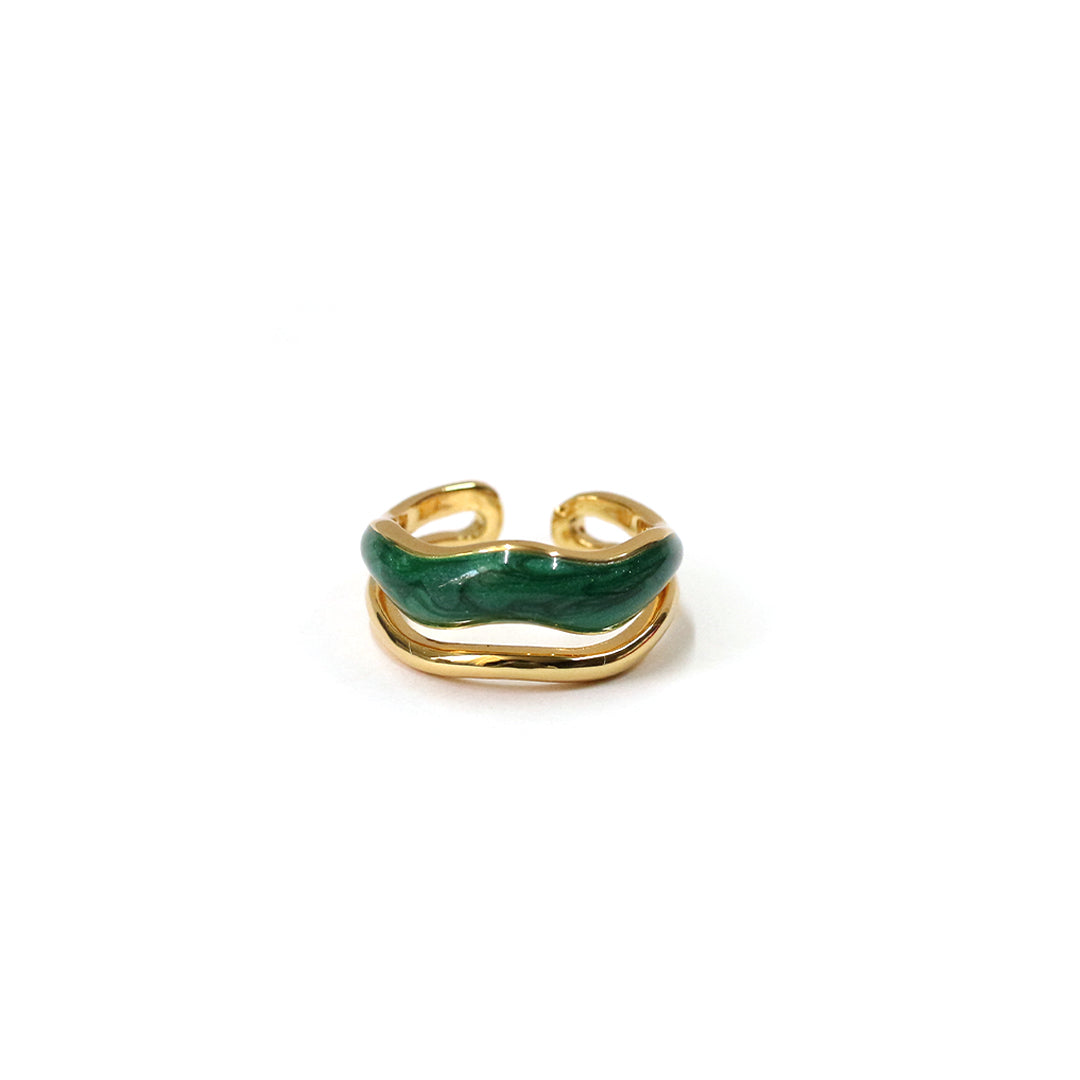 Emerald Wave Enamel Ring