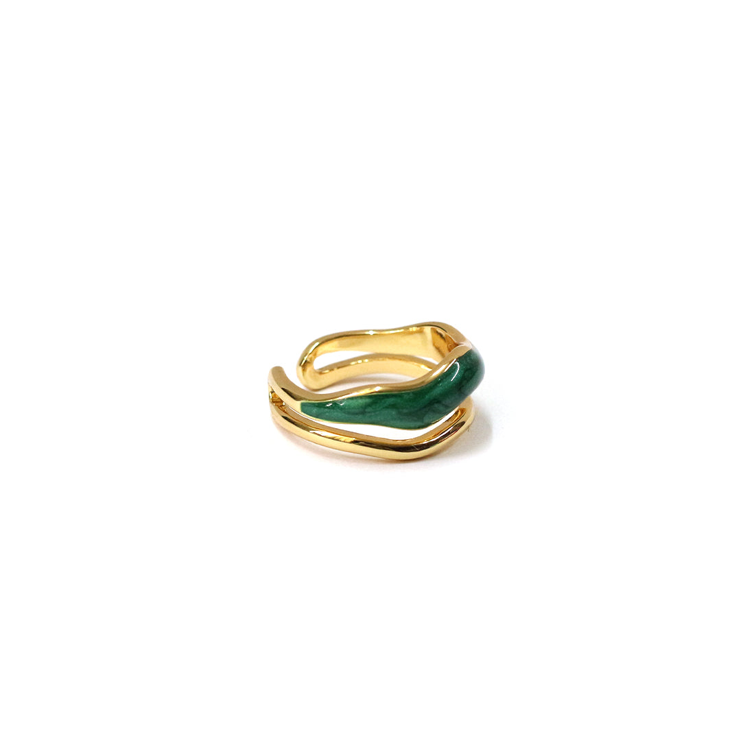 Emerald Wave Enamel Ring