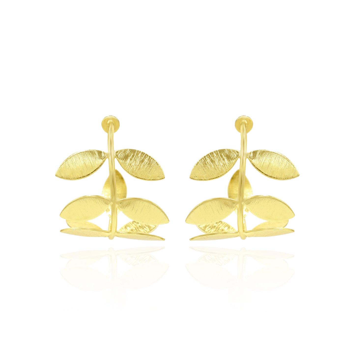 Curved Leaf Twig Hoop Earrings