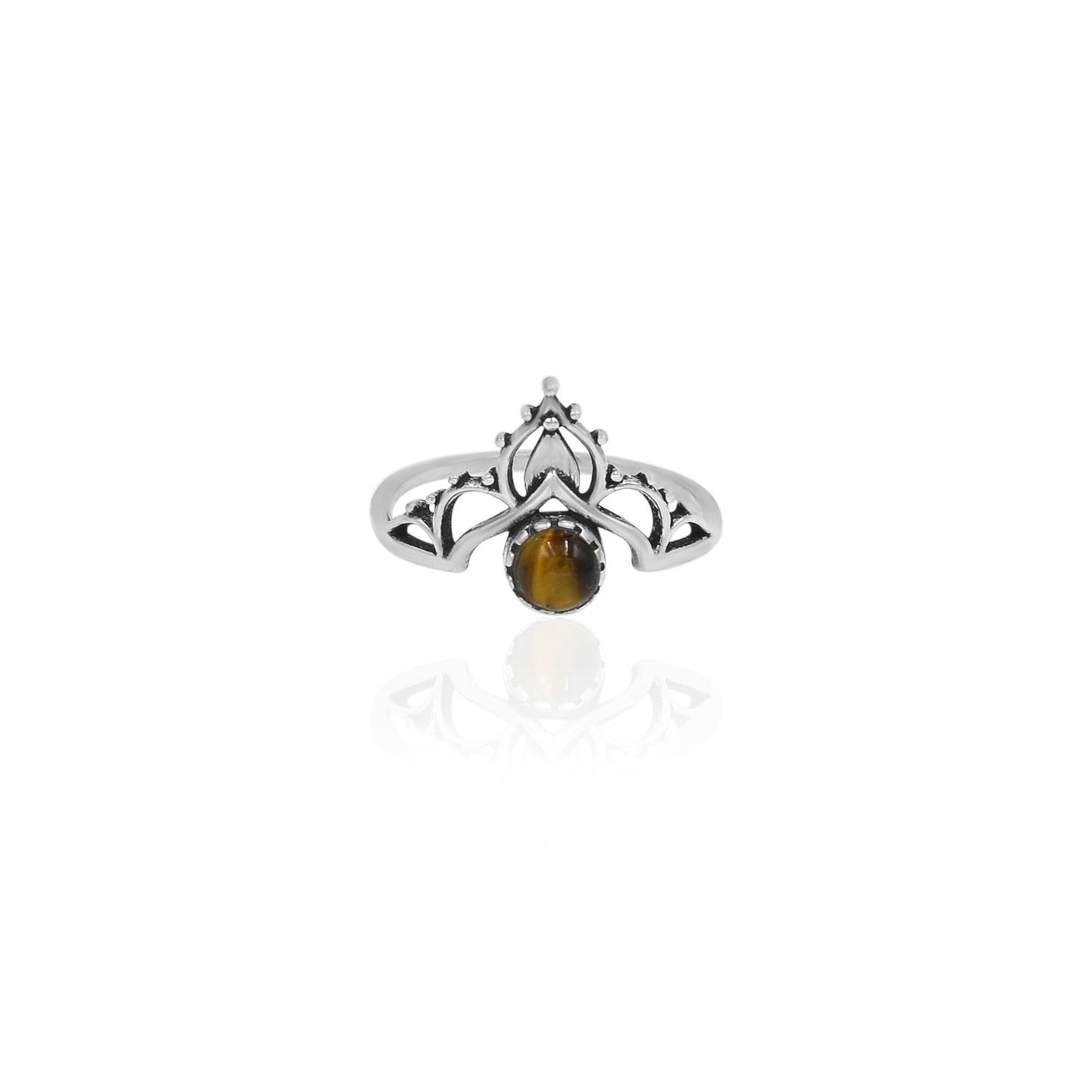 Tiger's Eye On Crown Ring