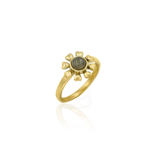 Labradorite Flower Ring