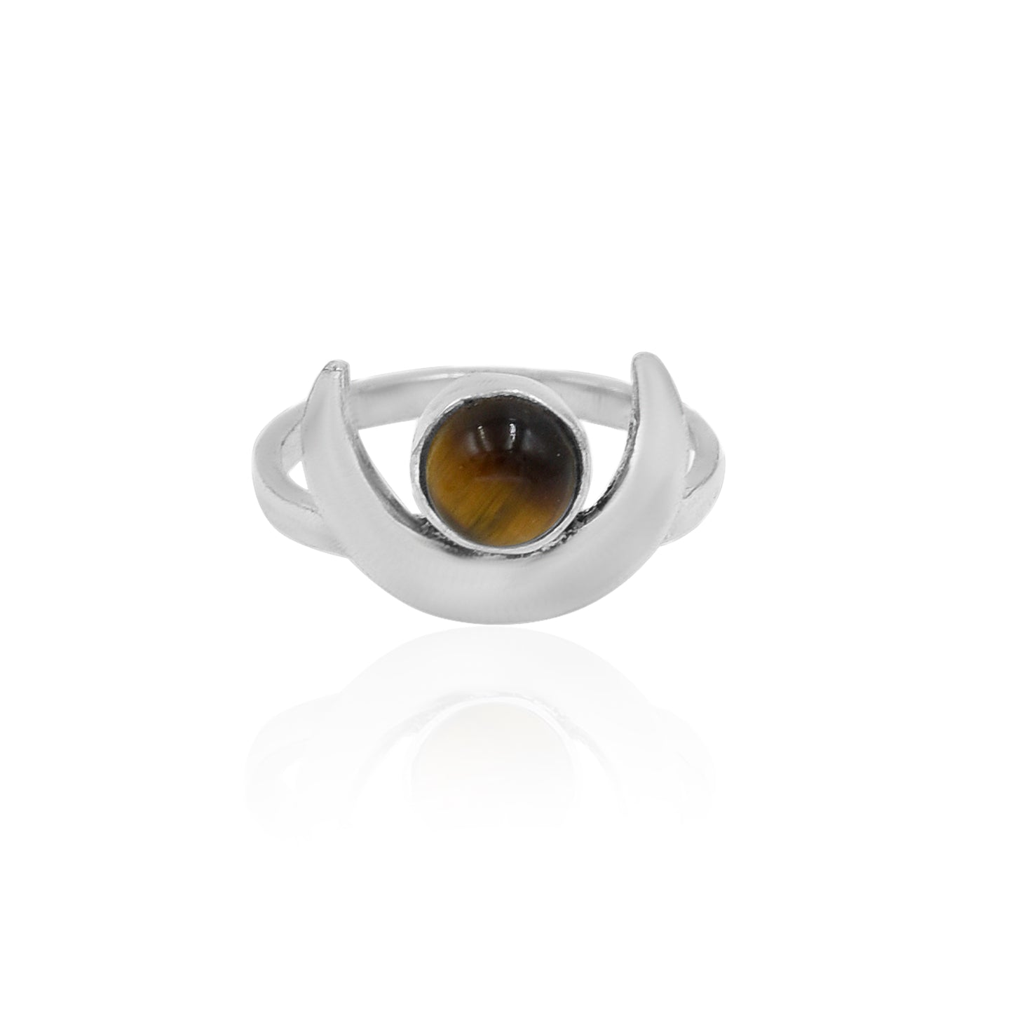 Tiger's Eye On Moon Ring