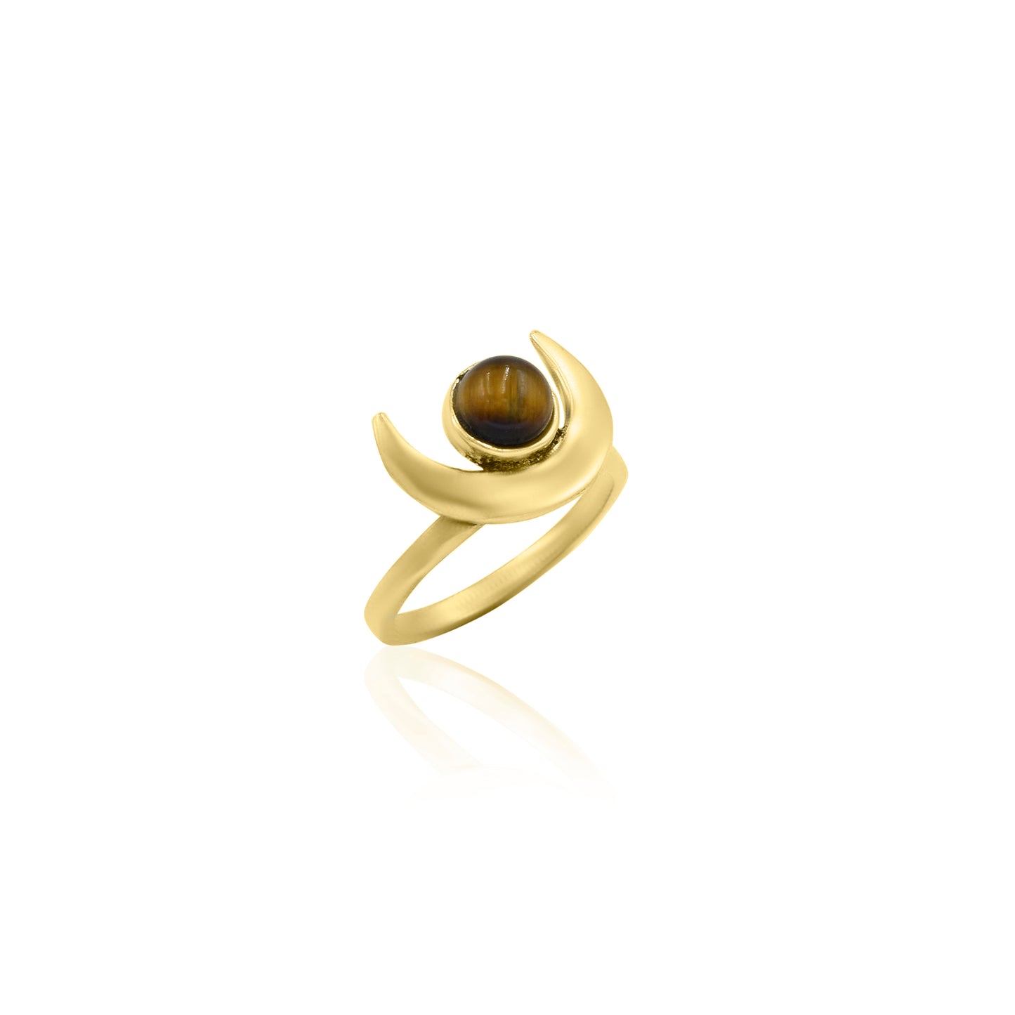 Tiger's Eye On Moon Ring