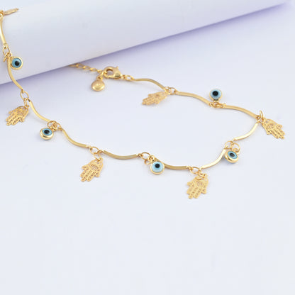 Hamsa Evil Eye Anklet