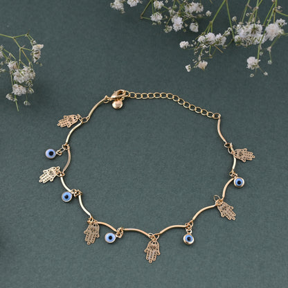Hamsa Evil Eye Anklet
