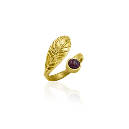 Garnet Leafy Ring