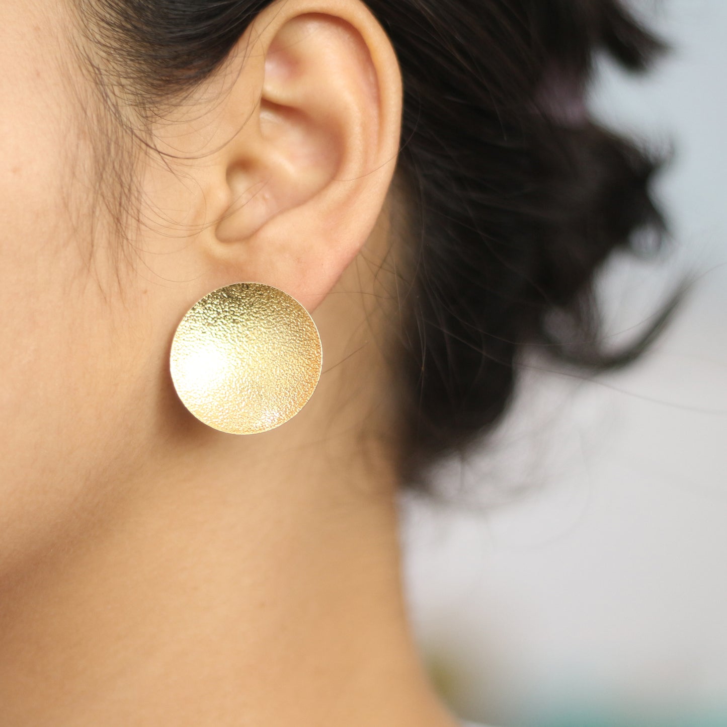 Golden Receptacle Stud Earrings