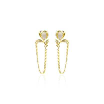 Dainty Bud Silver Earrings