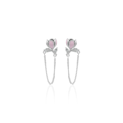 Dainty Bud Silver Earrings
