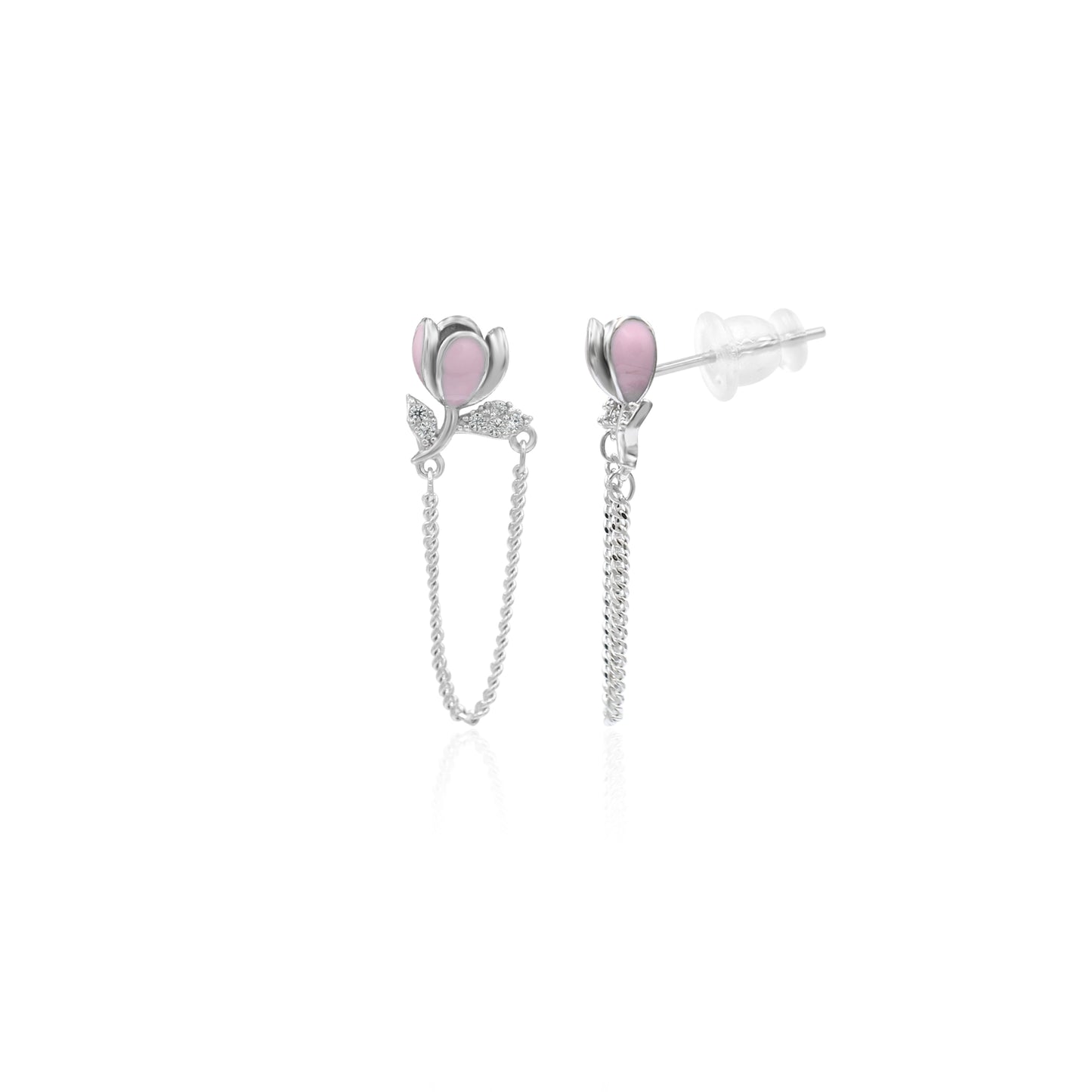 Dainty Bud Silver Earrings