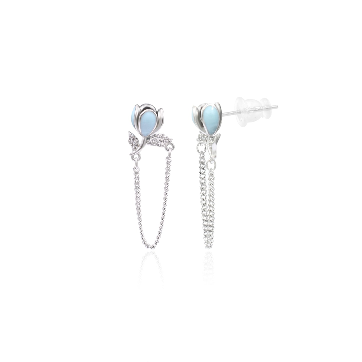 Dainty Bud Silver Earrings